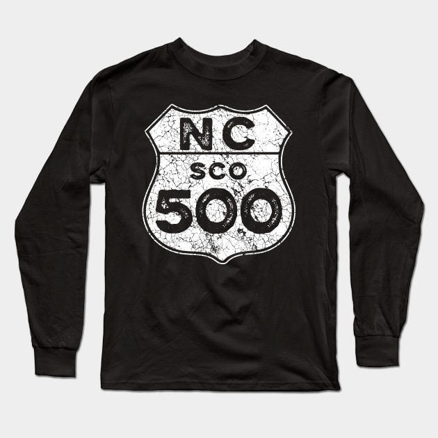 North Coast 500 Scottish Coast Vintage Driving Road Sign Long Sleeve T-Shirt by ScienceNStuffStudio